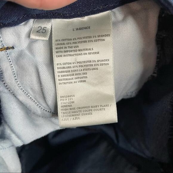 L'Agence Serena High Rise Cropped Baby Flare Medium Wash Blue Size 25 - Picture 3 of 6